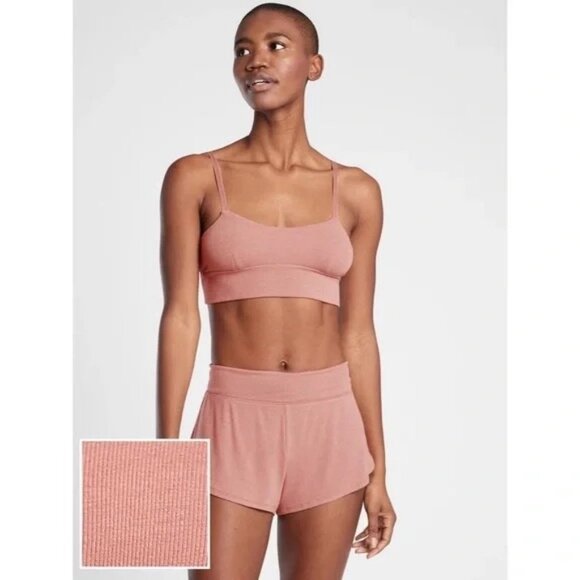 NWT Athleta well rested rib sleep shorts Womens L pink comfy soft relaxed lounge - Picture 3 of 6